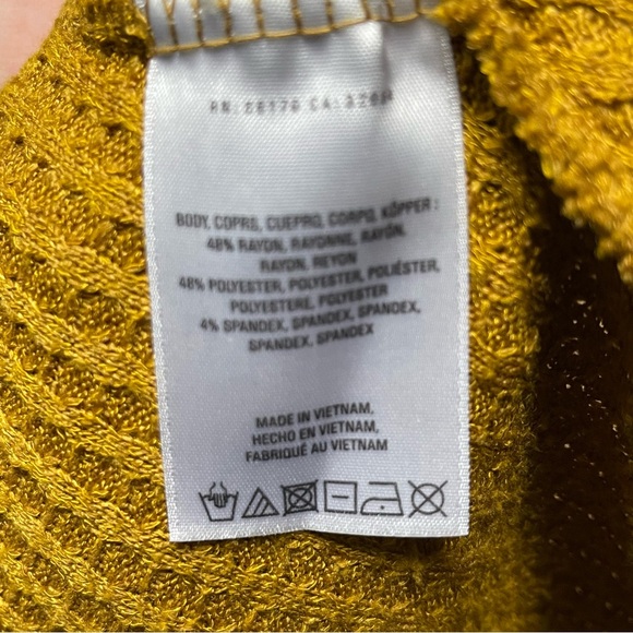 Anthropologie Akemi + Kim Mustard Yellow Long Sleeve Shirt Top Wrap Sweater XS - Picture 7 of 10